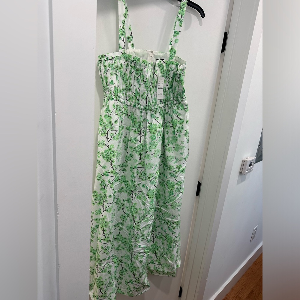 J. Crew Green and White Floral Sundress